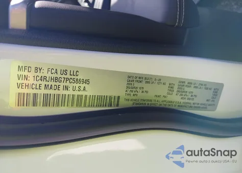 2023 Jeep Grand Cherokee Limited 4X4 из США, поврежденный, VIN 1C4RJHBG7PC586945